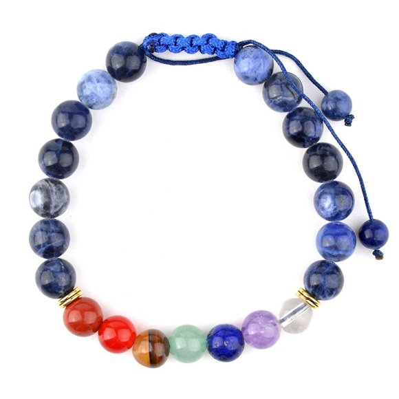 Sodalite Bracelet with Seven chakra Stone 8MM - Picture 2 of 3